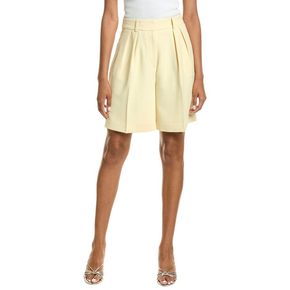 Kenneth Cole Womens  High- Rise Pleated Bermuda Short, Yellow